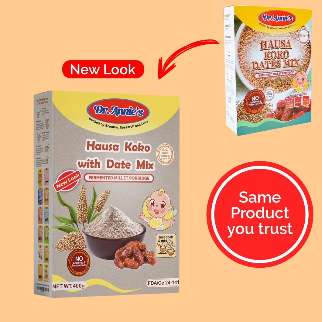 Hausa koko and Date Powder/Fermented Millet Porridge (Dr. Annie’s Cereal) 400g 6m+